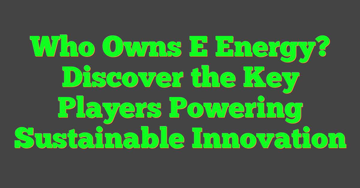 Who Owns E Energy? Discover the Key Players Powering Sustainable Innovation