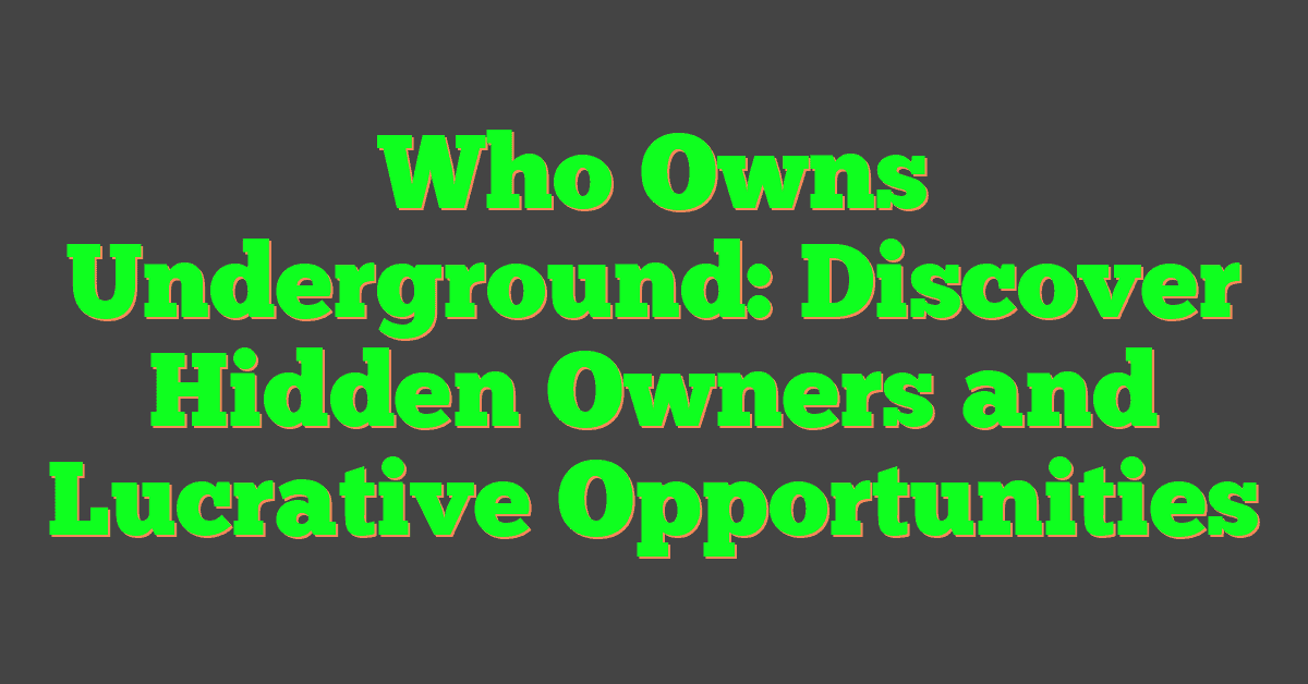 Who Owns Underground: Discover Hidden Owners and Lucrative Opportunities